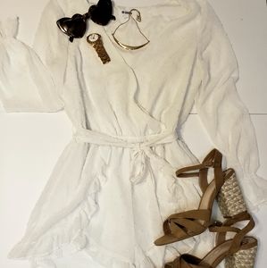 Ruffled Off-White Romper
